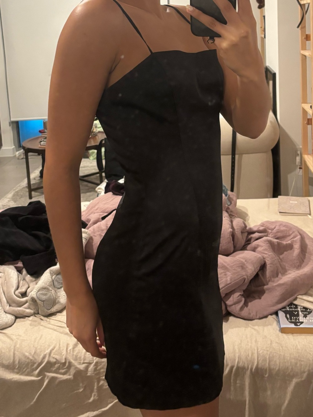 Aritzia black Satin Slip Mini Dress - Picture 3 of 5